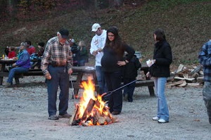 A bonfire after the Pumpkin Hike